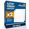 Eurocali 2 Pannelli LED 60x60 40W Quadrati da Incasso Chip CREE 4800 lumen Driver Starsense Garanzia 6 Anni - Luce Naturale 4000K - Plafoniera da Ufficio Alta Luminosità 120 lm/W da Soffitto e Controsoffitti