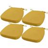 FIOVIP Cuscino per sedia con cinghie rimovibili, lavabile, doppio antiscivolo, alta elasticità(43X40X33CM(5CM),giallo,4 pezzi)