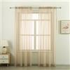 GYROHOME Tenda di base in voile trasparente, con tasca per canna, filtro per la luce del sole, trasparente, per soggiorno, camera da letto, patio, set di 2 pannelli, marrone chiaro, 132 x 274 cm
