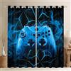 Loussiesd Tende da gioco Moderno Controller di gioco Tenda per finestra Traspirante Blu Gamer Console Trattamenti per finestre Decorazione della stanza W52* L90