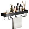 Biutimarden Mensola da Doccia Senza Foratura Multifuncional con 5 Ganc e 1 Porta Asciugaman Aluminio Montaggio a Parete Organizer Bagno Mensole Per Bagno e Cucina(40CM Nero)