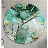 Generico Orologio da Parete, Soggiorno, Cucina, Moderno,Effetto marmo, Base legno, Lavorazione a resina, Numeri a rilievo, Diametro disponibile 40/60/80/100 cm, Made in Italy (40cm, Petrolio)