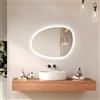 EMKE Specchio con illuminazione asimmetrica, specchio da bagno, anti-appannamento, interruttore touch, 3 colori di luce dimmerabili, specchio da bagno con illuminazione, 65 x 45 cm