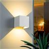 Partenopeautensili® APPLIQUE LED CUBO 6 WATT IMPERMEABILE DA INTERNO ED ESTERNO LAMPADA DA PARETE IN ALLUMINIO CON ANGOLO LUCE REGOLABILE UP DOWN MODERNO LED A LUCE (Bianco, Luce calda 3000k)
