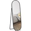 HOMCOM Specchio da Terra Moderno a Figura Intera, 157x36 cm Specchio Verticale Antiscoppio con Cornice, in Vetro, MDF e Metallo, per Camera da Letto, Soggiorno e Ingresso, Nero