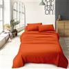 IlGruppone Completo Letto Tinta Unita Prodotto Italiano Set Lenzuola 100% Cotone Misura alla Francese - Arancio - Francese