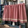 A.Monamour Tenda Corta per Finestra Piccola Rustico Bianco Rosso A Quadri A Scacchi In Cotone Pizzo Tendina Tenda da Cucina Bistrot Caffè Mezza Tenda Mantovana Tenda a Vetro Tenda a Pannello