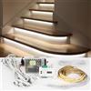 XLSBZ Illuminazione per gradini a LED con sensore di movimento, 20 livelli LED per scale, set completo (luce bianca 4000 K), MARTL01940