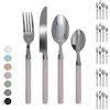 IlGruppone Servizio 24 Pezzi Posate Tavola Acciaio Inox Manici Colorati Tinta Unita Colori Moderni 6x Forchetta Coltello Cucchiaio Cucchiaino Lavabili Lavastoviglie Certificate Contatto Alimenti - Glicine
