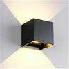 Partenopeautensili® APPLIQUE LED CUBO 6 WATT IMPERMEABILE DA INTERNO ED ESTERNO LAMPADA DA PARETE IN ALLUMINIO CON ANGOLO LUCE REGOLABILE UP DOWN MODERNO LED A LUCE (Nero, 12W Luce Naturale 4000K)