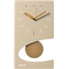 Arti & Mestieri Eclipse - Orologio a pendolo da Parete di Design 100% Made in Italy - in Ferro, 44 x 25 cm (Crema e oro laccato)