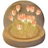 Dolvitrny Luce notturna a tulipano rosa fai da te per camera da letto, base in legno fatta a mano con copertura in vetro e pietra di cristallo, lampada da comodino alimentata a batteria, decorazione