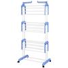 HUOLE Stendini Allungabile Salvaspazio 3 Livelli Stendino Verticale Biancheria Pieghevole Stendibiancheria da Esterno Interno per Panni Calzini Lavanderia (75 * 64 * 170 cm (blu e bianco))