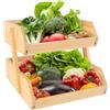HUOLE Porta cestino per frutta in bambù a 2 livelli, supporto per la conservazione delle verdure, per le verdure per piano di lavoro di cucina per frutta, verdura, pane, snack 25 x 30 x 26,5 cm