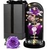 Maverton Rosa Stabilizzata con LED Personalizzata - Rosa Eterna nella Cupola di Vetro - Regalo Donna Compleanno Mamma Nonna Fidanzata Maestra - Regalo Anniversario Matrimonio