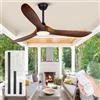 OUENGK Ventilatore a Soffitto con Luce 152 cm in Legno, Telecomando, Motore DC Silenzioso Reversibile a 6 Velocità, 3 Pale Legno Massello Marrone - Per Interni/Esterni, Soggiorno, Camera da Letto, Patio