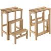 Mottiwood Sgabello con Ribalta, 3 Gradini, Richiudibile, Antiscivolo, Salvaspazio, Legno Faggio, Dimensioni: 37 x 42.5 x 58 cm