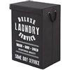 Inbagno Portabiancheria in Tessuto Laundry 40 x 30 x h.60 cm - capacità 72LT - RICHIUDIBILE SALVASPAZIO con Coperchio (Nero)