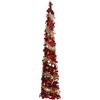 Totò Piccinni Albero di Natale POP UP slim artificiale con apertura semplice e veloce salvaspazio (Rosso/Oro (Senza Luci), 180 Cm)