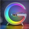BLOSSOMLIFE Nuova lampada da tavolo a LED intelligente, 4 in 1, caricabatterie wireless, lampada da notte, controllo tramite app, altoparlante Bluetooth, sveglia, casa, ufficio, studio, lampada da comodino