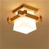 LAI HO Plafoniera Giapponese, Plafoniera LED E27 Con Paralume in Vetro Bianco, Plafoniere Con Base in Legno Per Camera Da Letto Corridoi Ingresso Balcone Soggiorno