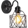 iDEGU Applique da parete industriale E27 Illuminazione da parete Design Gabbia Vintage Lampada da Paralume Esagono in Metallo 15 CM Retro Lampada da parete per interni per soggiorno, camera da letto,