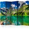 murando - Paravento Decorativo Monofacciale Lago 225x172 XXL 5 Pannelli Divisori - Stampa su un Lato su Tela in TNT - Separe Divisorio per la Casa Simpatici Legno - Montagne c-C-0271-z-c