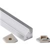 Aftertech® 2m 2metri 1010 10x10mm PROFILO DI ALLUMINIO ANGOLARE MICRO PER STRISCE STRIP LED LARGHE MAX 6mm + COPERTURA OPACA