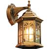 Mengjay Lampada da parete in alluminio antico Rustico stile E27 illuminazione esterna Balcone Casa Giardino,Lampada per esterni Impermeabile Lampada da parete da esterno,D'oro
