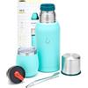 BALIBETOV Mate Argentino Kit Completo di 6 pezzi - Include Tazza Mate in acciaio con Coperchio, Bombilla e Thermos per Yerba Mate con 2 Tappi (pico cebador) - Facile da Lavare, Adatto per Lavastoviglie (Acqua)