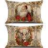 ZJILIXIA 2 Pcs Cuscini Natalizi per Letto,Federe Cuscini Natalizi 50x30,Decorazioni Natalizie Lino,Quadrate per Cuscino per Divano,Federa a Tema Natalizio,Per Casa Addobbi Soggiorno Sedia Decorativi (Stile-F)