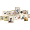 PHOTOLINI Set di 15 cornici legno rovere massiccio, cornici larghe, moderne, plexiglass infrangibile, da tavolo o da parete, accessori extra - per una parete dal look raffinato