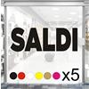 Mr Pubblicità 5 pz. kit Adesivi Saldi Rimovibili per Vetrine Negozi, Vetrofania Scritte SALDI dim. 60x20 cm Stickers promozionali Allestimento Vetrine Decorate. intagliati senza Sfondo Prespaziati (NERO)