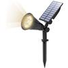 hulubo Luci Solari del Paesaggio,4 Faretti Solari del LED Impermeabili del Riflettore Solare all'aperto 2-in-1 Multi uso luci da parete all'aperto,luci decorative per il patio,prato,albero (Bianco caldo)