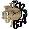 Rebecca Mobili Orologio Moderno, Orologi Da Parete, Mdf, Nero Marrone, Numeri Grandi, Per Sala Cucina - Misure: 56,5 x 50 x 4,5 cm (HxLxP) - Art. RE6568