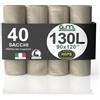 G.M. DISTRIBUZIONE GM 40 Sacchi Ambra Trasparenti Grandi Resistenti misura 90x120 cm in Plastica HDPE, 130 litri, Sacchetti indifferenziata, Buste spazzatura, Bustoni immondizia condominiali, 4 Rotoli da 10 Buste