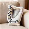 XIAO.Z Cuscino classico personalizzato a forma di arpa a tema Cuscino musica amante arpisti regali, nome personalizzato 2D stampato strumento musicale arpa gettare cuscino divano cuscini decorativi