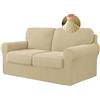 BXFUL Copridivano Elasticizzato con Schienali Separati E Cuscini Seduta, Copridivano Antiscivolo con Fascia Elastica, Proteggi Mobili Jacquard (2 Posti,Beige)