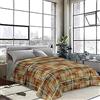INTRECCI Piumino Singolo, 170 x 260 cm, Piumino Ecologico, Caldo, Invernale, 300 g/m², Anallergico e Antiacaro, Made in Italy, Lavabile in Lavatrice, Soffice, Morbido. Fantasia: Scozzese arancio
