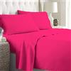LARA MORADA - Set Completo Lenzuola Una Piazza E Mezza, Misura Francese, 100% Cotone, Made In Italy, Tinta Unita, Per Letto 1 Piazza E Mezza 140x200cm, Fuxia