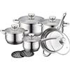 Royalty Line rl-1232 Set Batteria Di Pentole Pentole, padelle in acciaio inox 12 pezzi