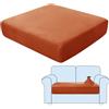 SHUOJIA Fodere per Cuscini per Divani, Protezioni per Cuscini per Sedili in Tessuto di Velluto Elasticizzato,Cuscino per Divano Fodera per mobili Coprisedile per Divano (Dark Orange,2-Seater)