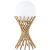 Partenopea Lampada da Tavolo color Oro Ottone con Sfera Palla Bianco opaco Design elegante da interni per Illuminare e Decorare scrivanie comodini tavolini (Tubolari intrecciati)