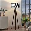 lux.pro Lampada da Terra a Treppiede Alta 140 cm Piantana Tripode con Paralume Cilindrico Design Moderno per Soggiorno Camera da Letto Angolo Lettura - Bianco/Nero