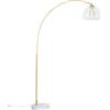 Qazqa arc - Lampada da terra con paralume Moderno - 1 luce - L 155 cm - Oro/Ottone - Moderno - Soggiorno I Camera da letto