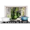 KitchenYeah© Pannello Paraschizzi Cucina Alluminio 70x50 cm para Schizzi per Piano Cottura Parete Cucine Glicine - Fiori - Trasparente - Albero - Primavera