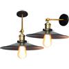 iDEGU Set di 2 plafoniere industriali, lampada da parete vintage design regolabile in metallo retrò illuminazione a sospensione E27 per camera da letto soggiorno cucina (nero - B, 260 mm)