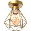 TOKIUS Plafoniera E27 Vintage Lampadario da soffitto Industriel Design Lampadario a sospensione Metallo Gabbia Ø160mm Per Salotto Cucina Camera