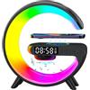 CXWK Altoparlante con luci - Altoparlante di ricarica wireless LED a forma di G | Cambia colore timer sveglia caricatore supporto comodino lampada LED lampada musicale altoparlante per scrivania