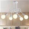 iDEGU 5 Luci Lampadario a Sospensione Retrò Lampada da Soffitto Industriale Paralume in Metallo E27 Lampada a Sospensione Moderna Plafoniera per Soggiorno, Camera da Letto (senza lampadine) (Bianco)